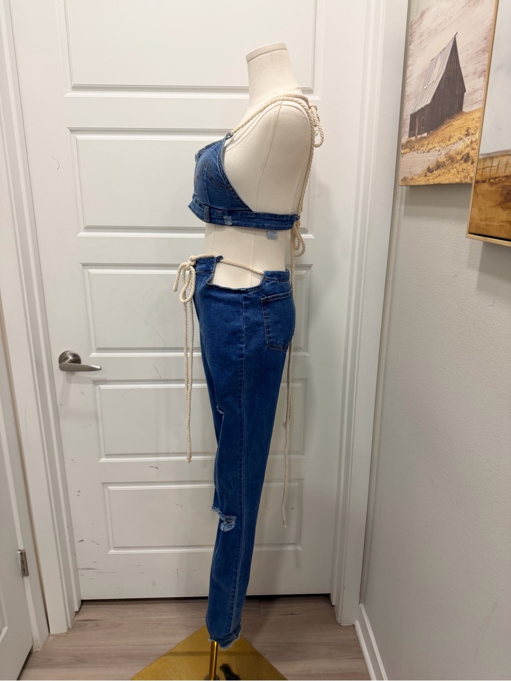 Athina Blue Denim Two-Piece Set NWT - Picture 10 of 16